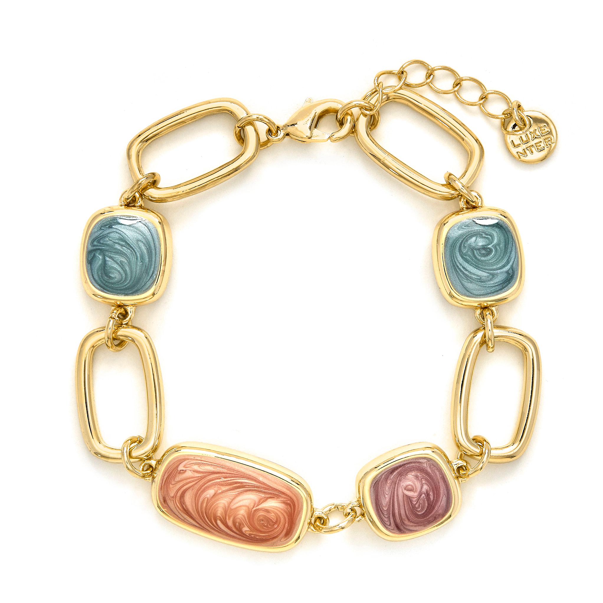 Pulsera de Resina Multicolor acabada en oro amarillo de 18K