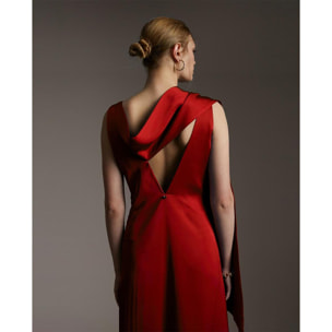 abito lungo in raso senza maniche