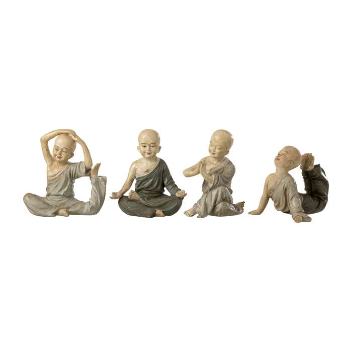 J-Line figurine Moine Yoga - polyrésin - gris - small - 4 pcs