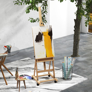 Caballete de Pintura Plegable, 238 cm, Caballete de Madera con Ruedas, Altura Ajustable, Bandeja, para Adultos, Artistas, Pintor, Estudiantes, Natural