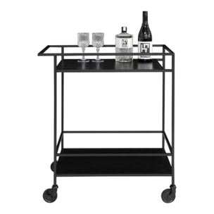 Carrello bar Vita a 2 ripiani in nero con struttura in acciaio, 68×40×79 cm
