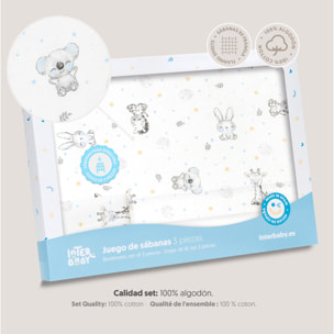 Triptico Minicuna Franela Modelo Koala Bco/Azul