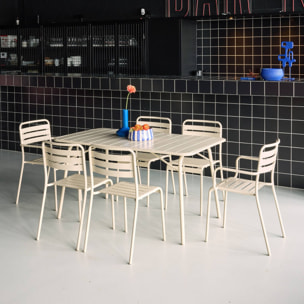 Table de jardin pliante métal + 6 assises AMÉLIA