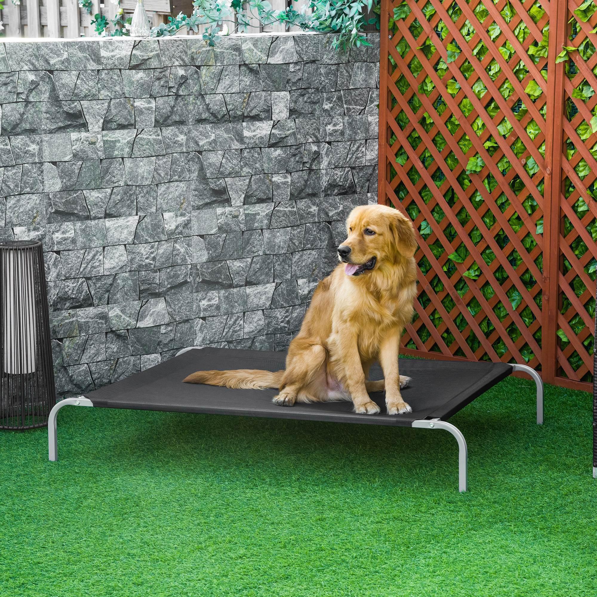 Cama Elevada para Perros Gatos Transpirable Cama Mascotas para Dormir Relajar con Marco de Acero para Interiores Exterior 130x90x20 cm Negro