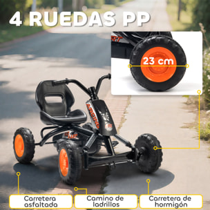 Kart Pedales, Go Kart con Ruedas PP, Marco de Acero, Carga 30 kg, para Niños y Niñas de 2-5 Años, Negro