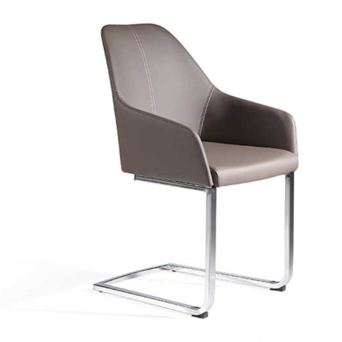 Set de 2 sillas – Polipiel topo y estructura cromada