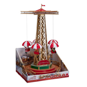 Carrusel navideño papá noel con globos, movimiento giratorio, música y luces led, funciona con pilas, decoración de navidad 24,5x24,5x44,5cm