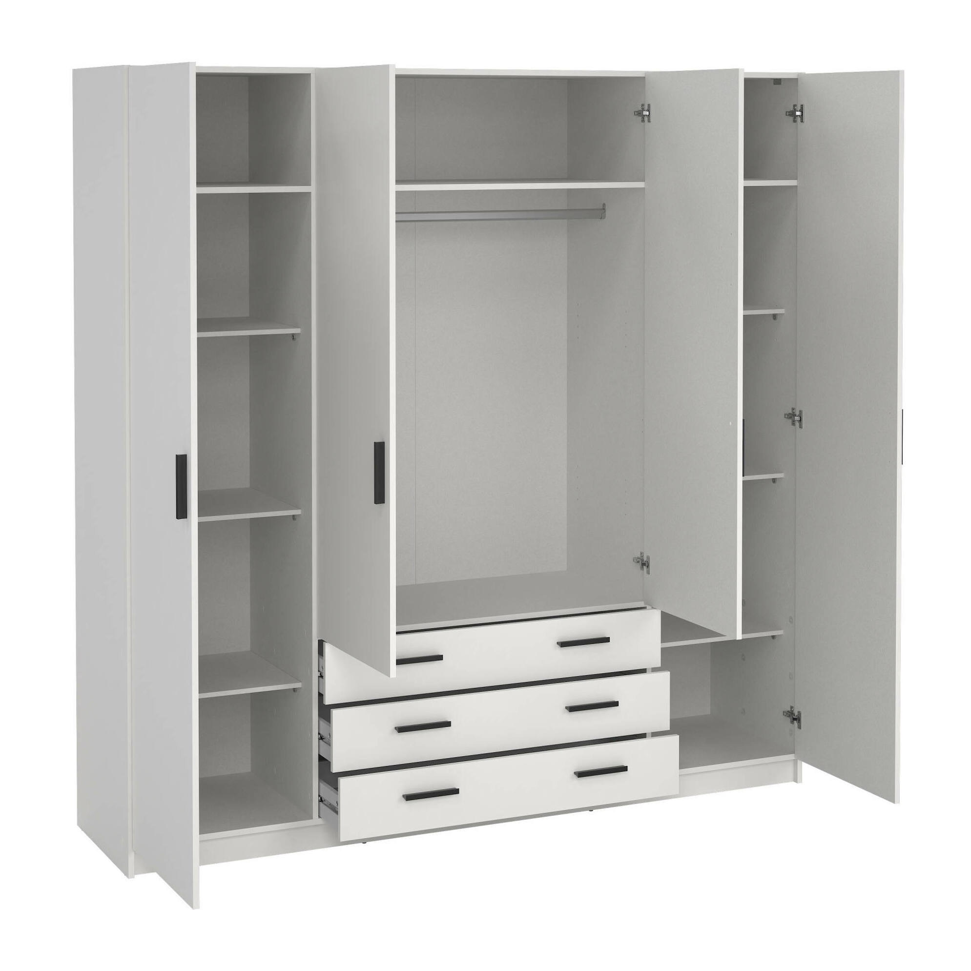 Guardaroba grande Epipola, Mobile camera da letto, Cabina armadio portabiti, Armadio appendiabiti, 196x50 h200 cm, Bianco