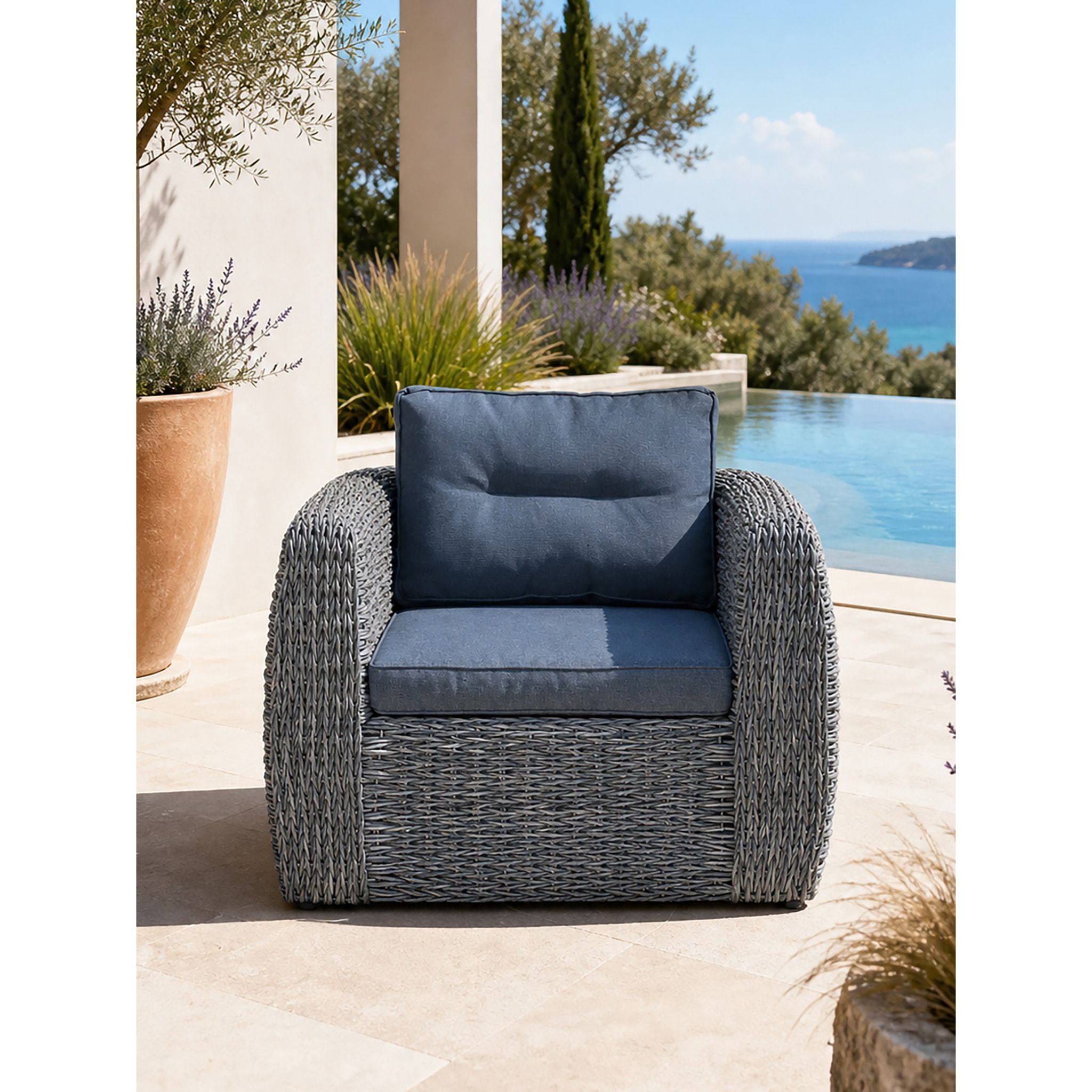 BAHAMAS - Fauteuil de jardin en résine tessée