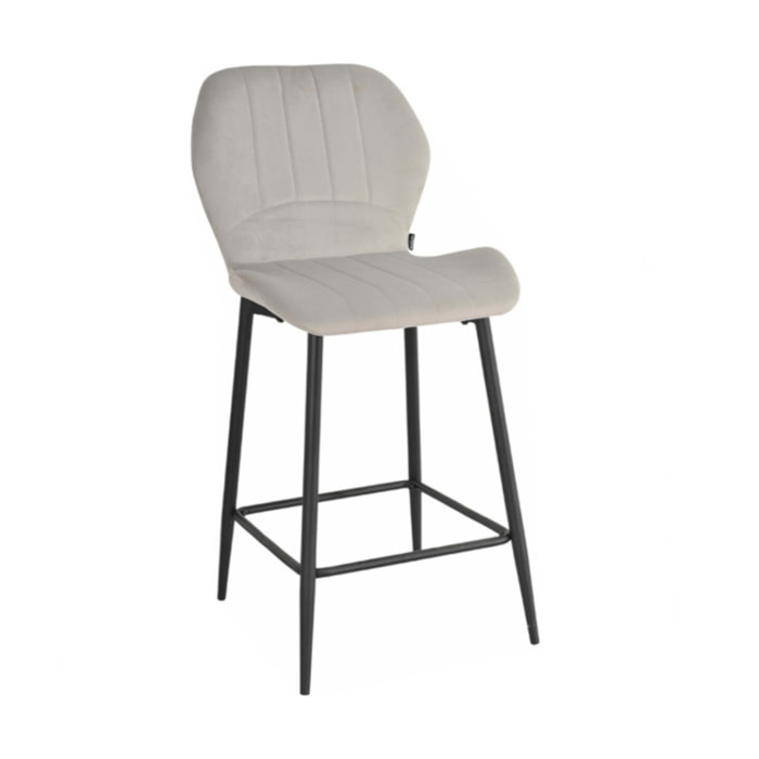 Chaise de bar en velours avec pieds en métal noir - FAUSTINE 2