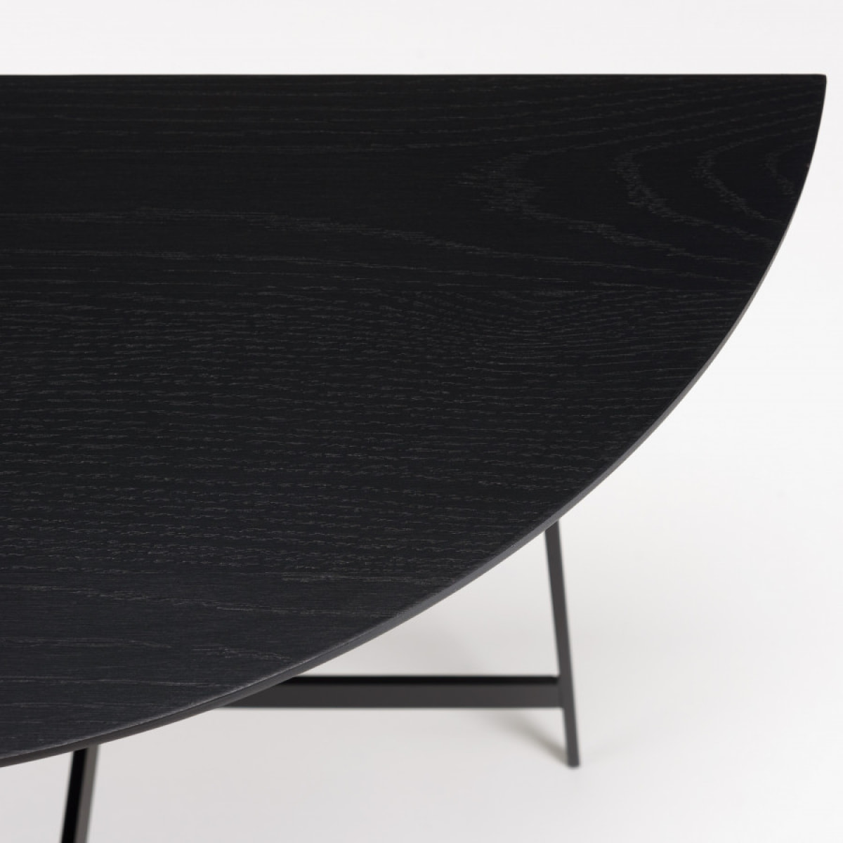 DALY - Console demi-lune noire 83x35cm piètement métal