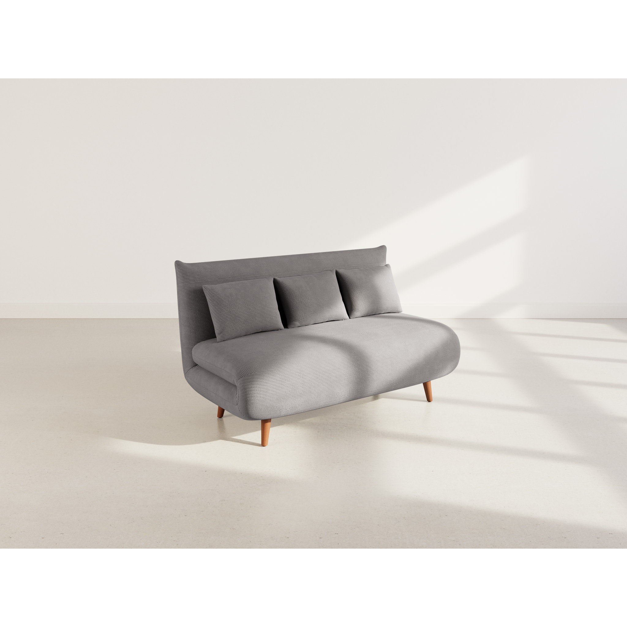 Lumi - Banquette convertible clic-clac 2 places en velours côtelé - Gris