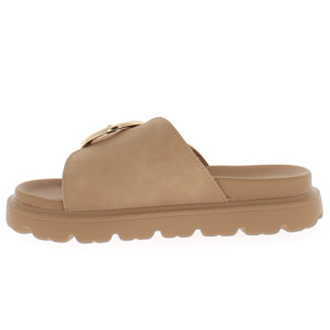 Armata di Mare Scarpe Donna Ciabatte con Fibbia in Metallo AMD S51H01 Camel