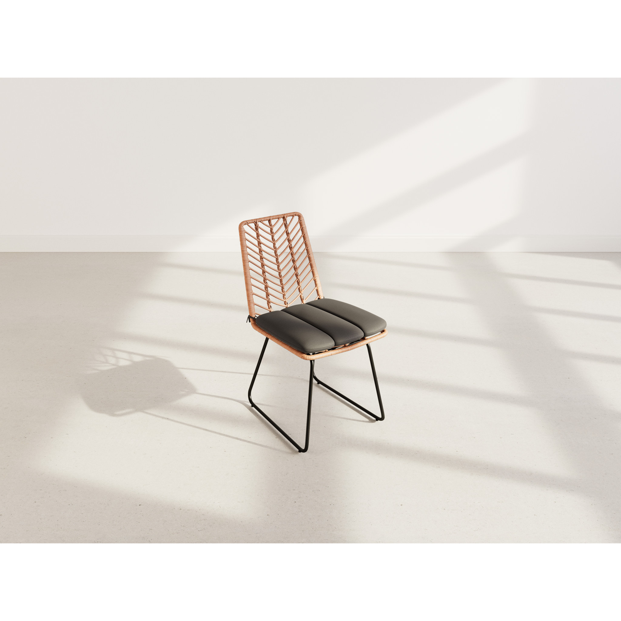 Forenza - lot de 4 chaises - effet rotin - coloris bois et noir - Noir / Bois