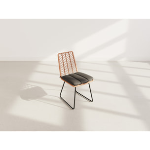 Forenza - lot de 4 chaises - effet rotin - coloris bois et noir - Noir / Bois