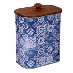 Scatola in metallo mandala blu ovale cm13x8,5h16,3