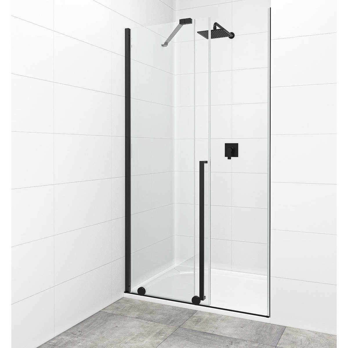 X-MOTION Porte de douche 200x110cm Coulissante, anticalcaire avec profilé noir mat (SATBWIXM110NIKAC)