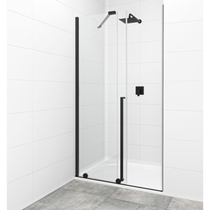 X-MOTION Porte de douche 200x110cm Coulissante, anticalcaire avec profilé noir mat (SATBWIXM110NIKAC)