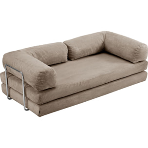 Canapé convertible compressé 3 places en velours côtelé - BUDDY