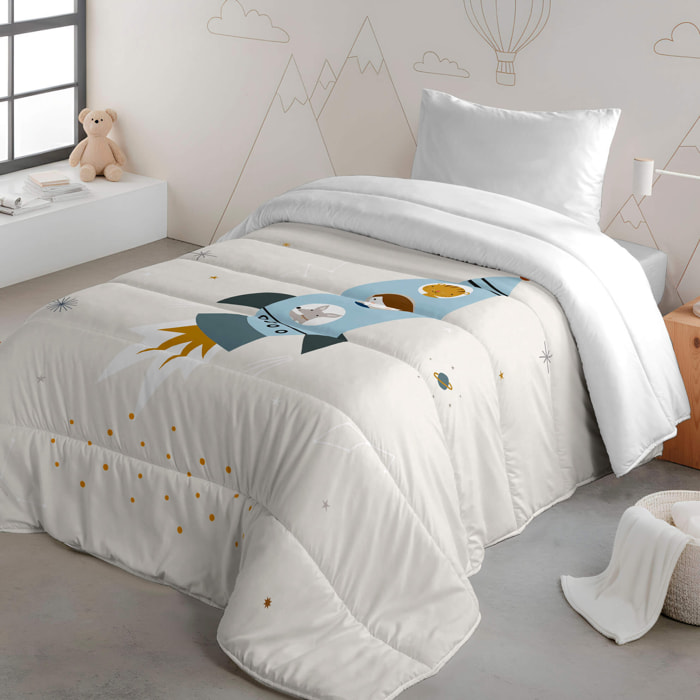 Edredón Nórdico Estampado - Infantil - 100% Algodón - 200 gr/m² con Tacto Pluma - Viaje Espacial