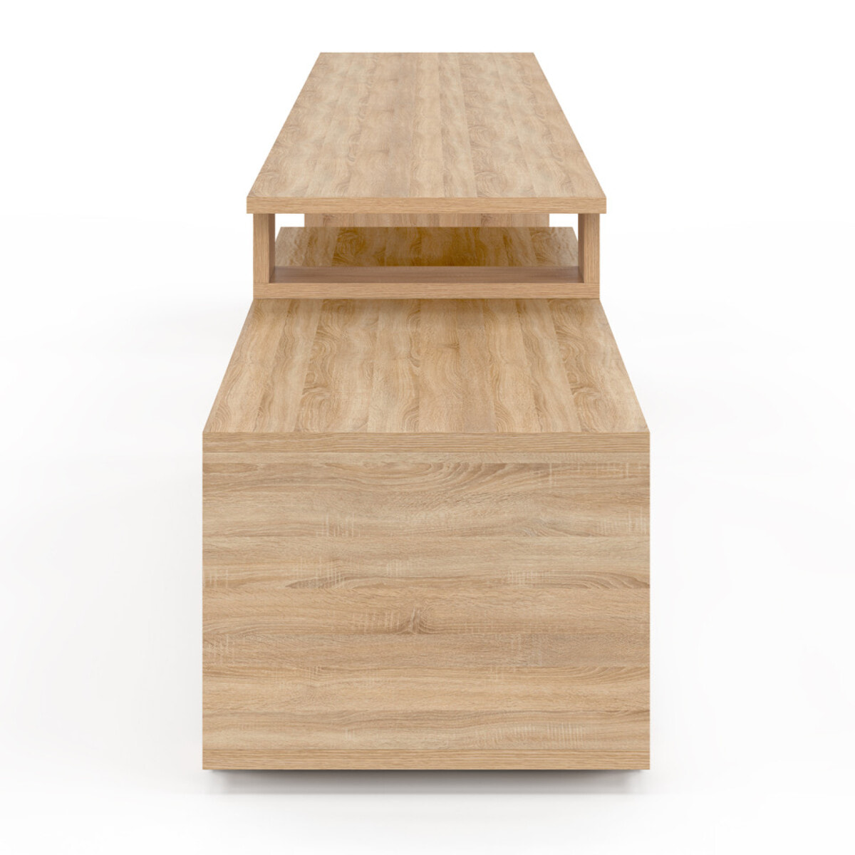 Meuble TV extensible Livona bois et blanc L180-270cm