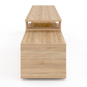 Meuble TV extensible Livona bois et blanc L180-270cm