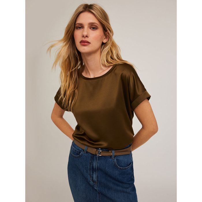 Motivi - Camiseta bimaterial - Verde militare