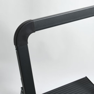 Escalera plegable con 2 escalones en Acero de color negro - Ligera y segura de 47,5x42,5x85cm