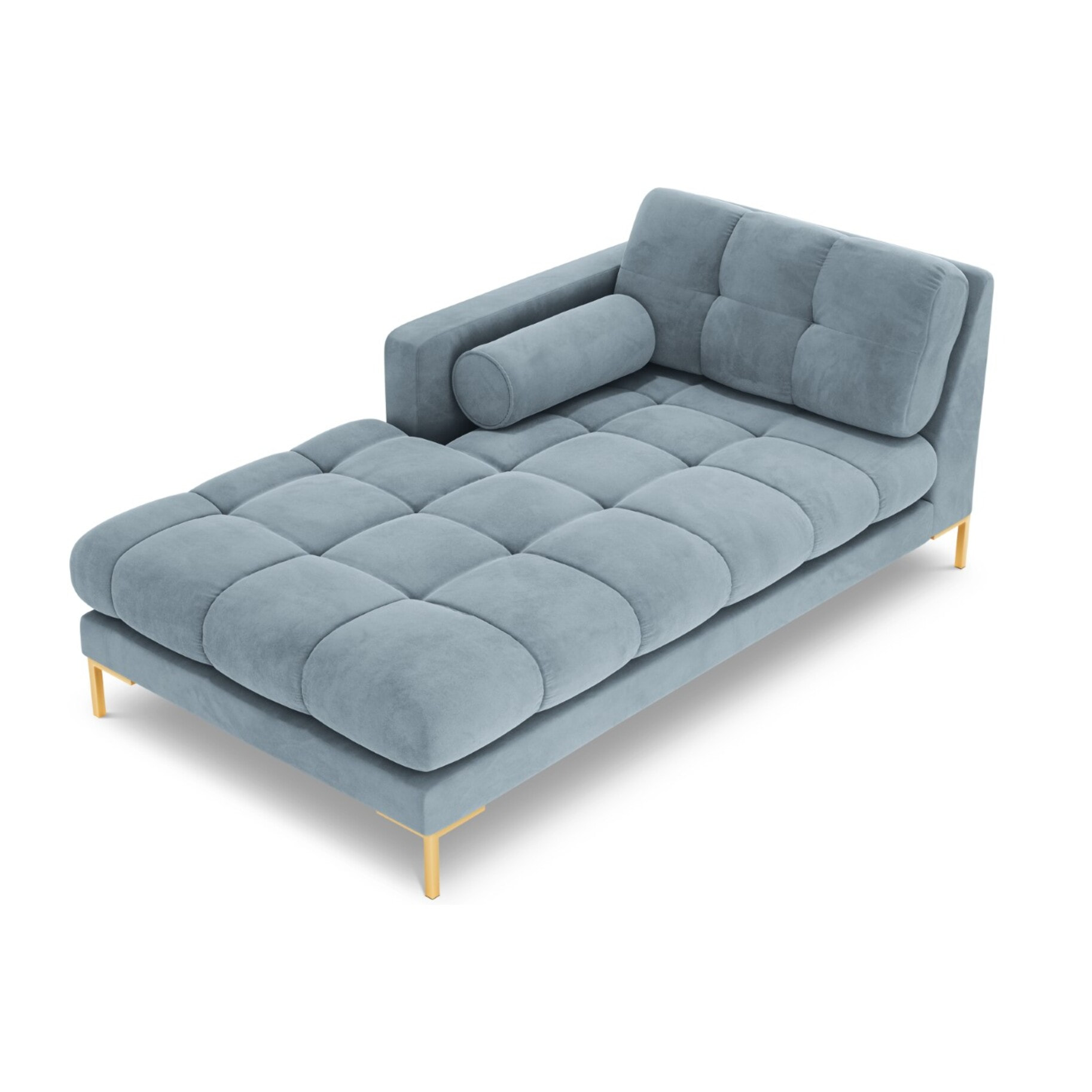 Méridienne gauche "Bali" en velours bleu clair