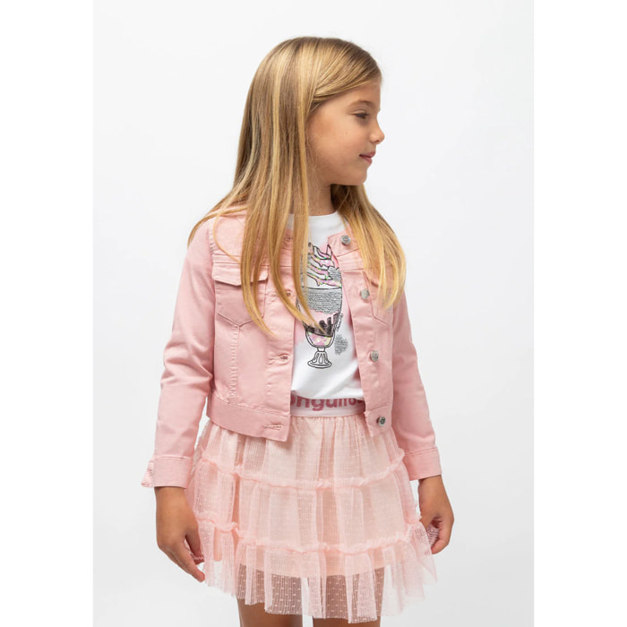 Chaqueta con Detalles de Pedrería en Rosa