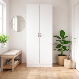 Armadio Multiuso 2 Ante Con 5 Ripiani Regolabili Mobile Salvaspazio Moderno Minimal Per Camera Ingresso Corridoio 69.2 x 34.6 x 170.4 Cm Bianco