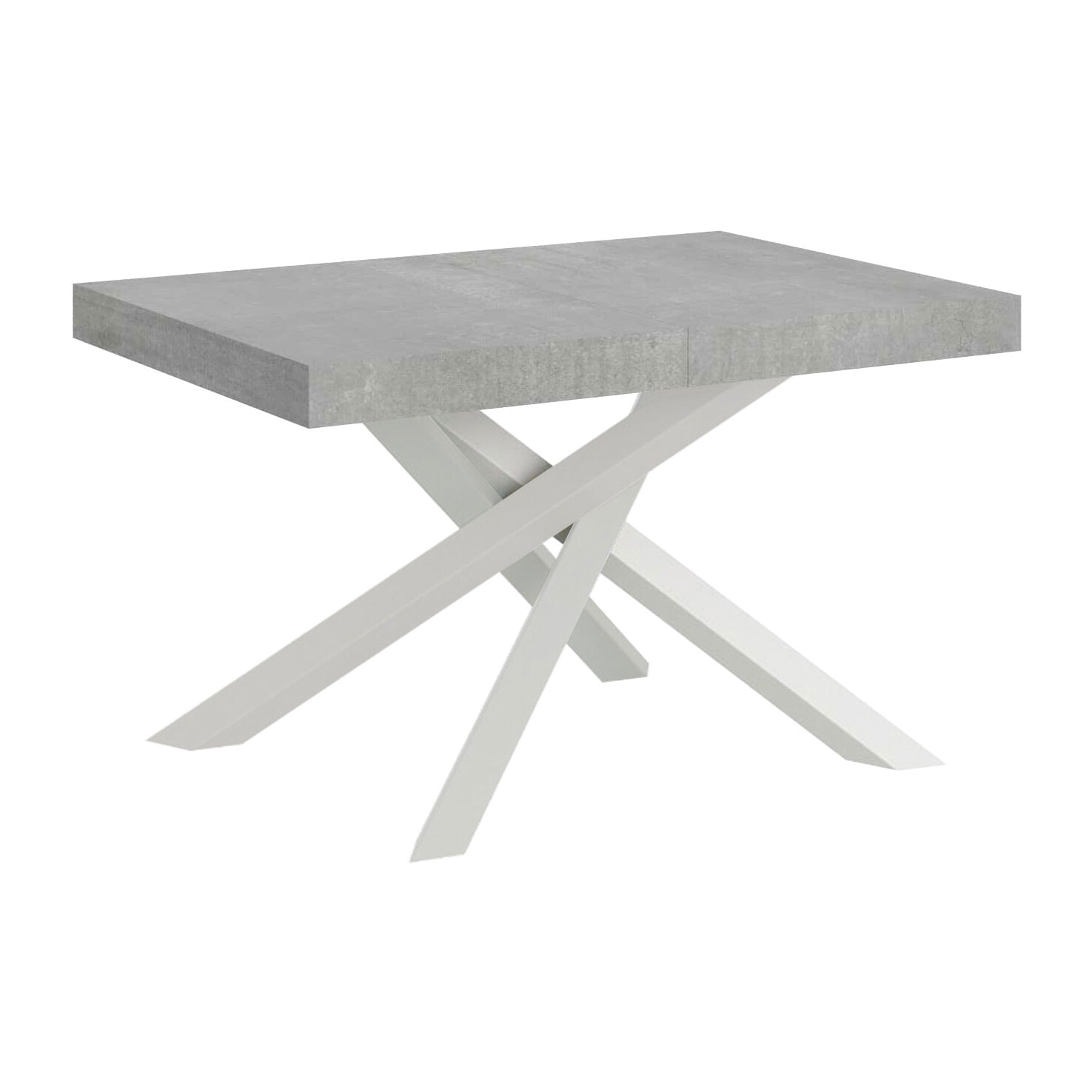 Tavolo allungabile 90x120/224 cm Volantis cemento telaio bianco