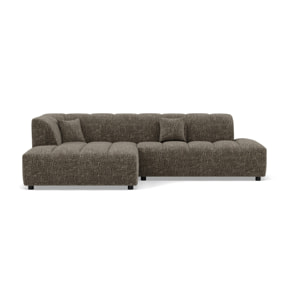Curtis - canapé d'angle gauche 4 places sans accoudoir en tissu texturé - Vert Olive