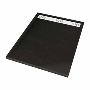 Receveur en acrylique Noir Effet Pierre 90x120x4 cm + Grilles Linéaires Chrome et Blanche Mate