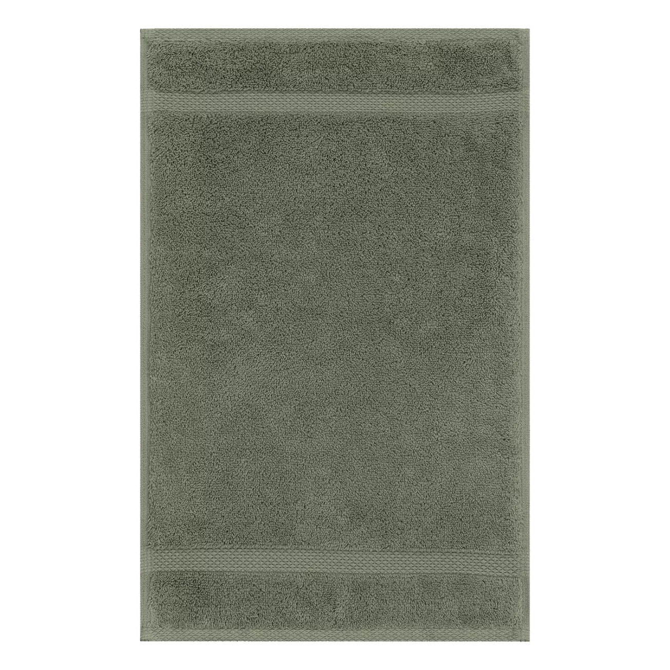 Serviette invites pur coton 550 g/m² uni vert Elea kaki