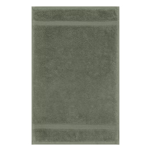 Serviette invites pur coton 550 g/m² uni vert Elea kaki