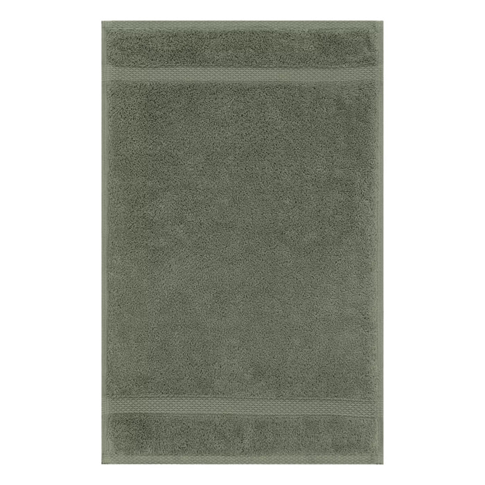 Serviette invites pur coton 550 g/m² uni vert Elea kaki