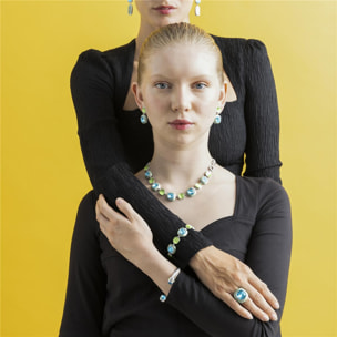 Anillo con Cristal Azul acabado plata