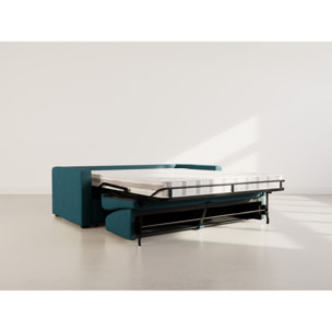 Julia - canapé lit 3 places convertible express couchage quotidien 140 cm matelas 14 cm en tissu - Bleu