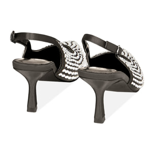 Salón destalonado negro, tacón 7,5 cm