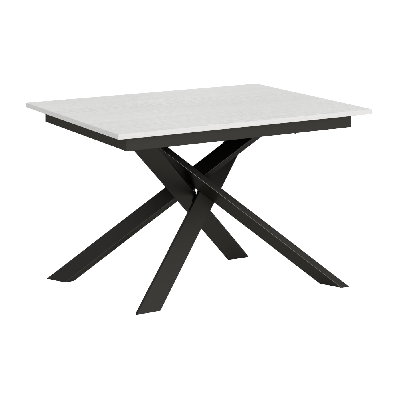 Table extensible 90x120/180 cm Ganty Frêne Blanc bande de chante en teinte cadre Anthracite