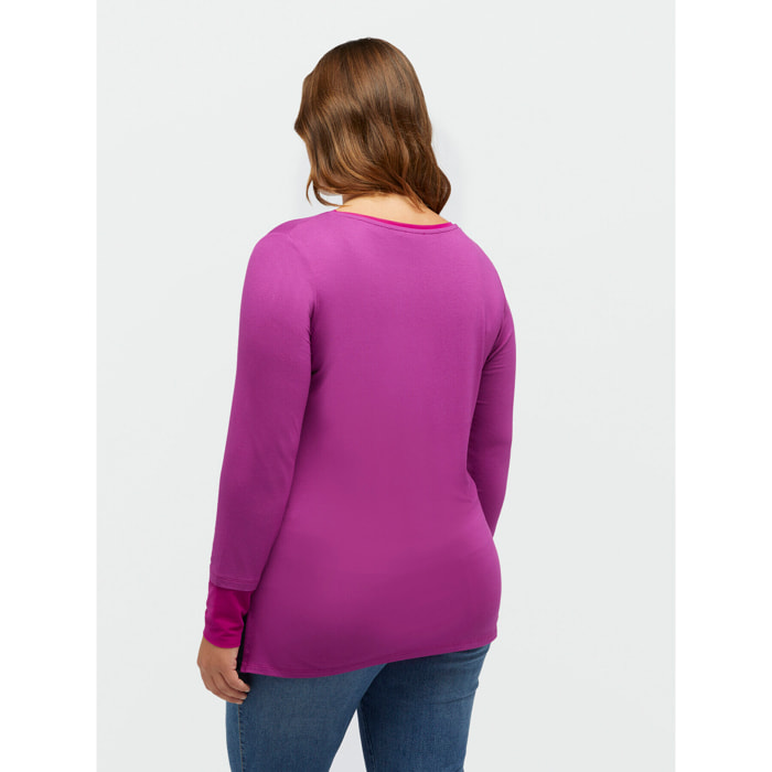 Fiorella Rubino - Camiseta con texto de viscosa LENZING™ ECOVERO™ - Fuchsia