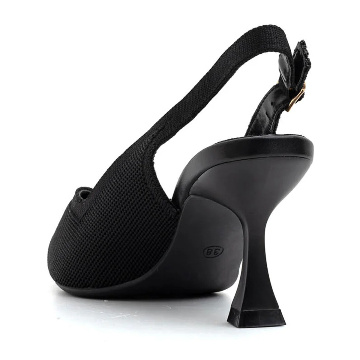 Slingback microintrecciata con tacco 7.5 cm - NERO