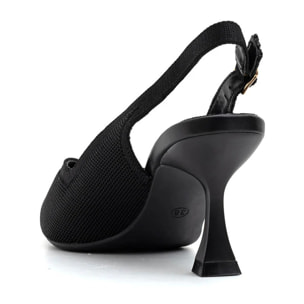 Slingback microintrecciata con tacco 7.5 cm - NERO