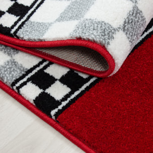KIDS - Tapis enfant rond à motif voiture de course rouge - KID0460ROU