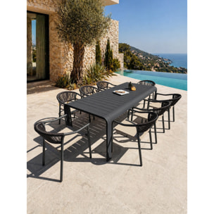 HANOI - Ensemble repas de jardin en aluminium 8 places coloris anthracite