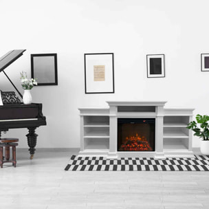 Biden - Camino elettrico da terra 179x48xH85 cm, effetto fiamma, colore bianco