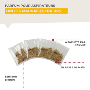 Lot de 4 sachets de granulés parfumants pour aspirateur au citron TopFilter