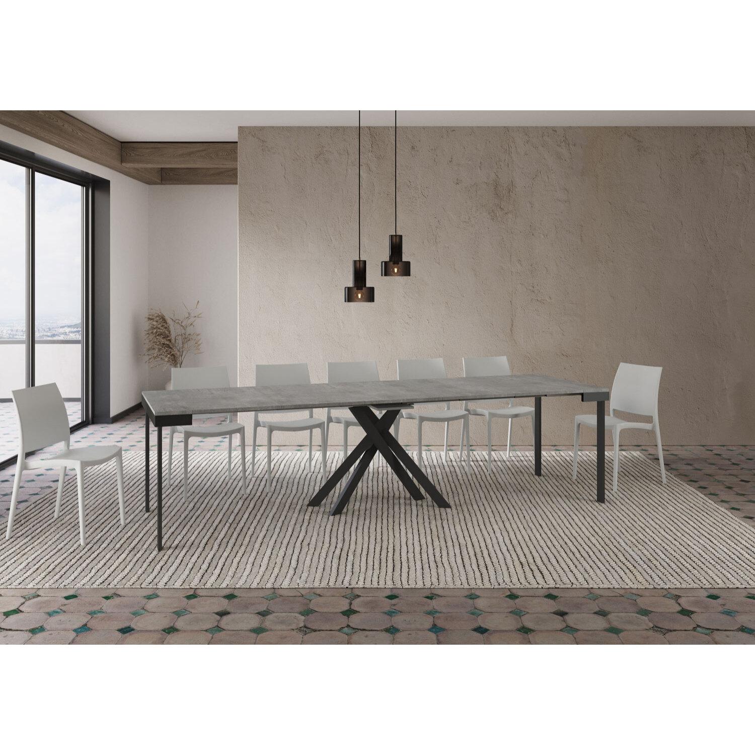 Consola extensible 90x40/300 cm Krack Evolution cemento estructura antracita