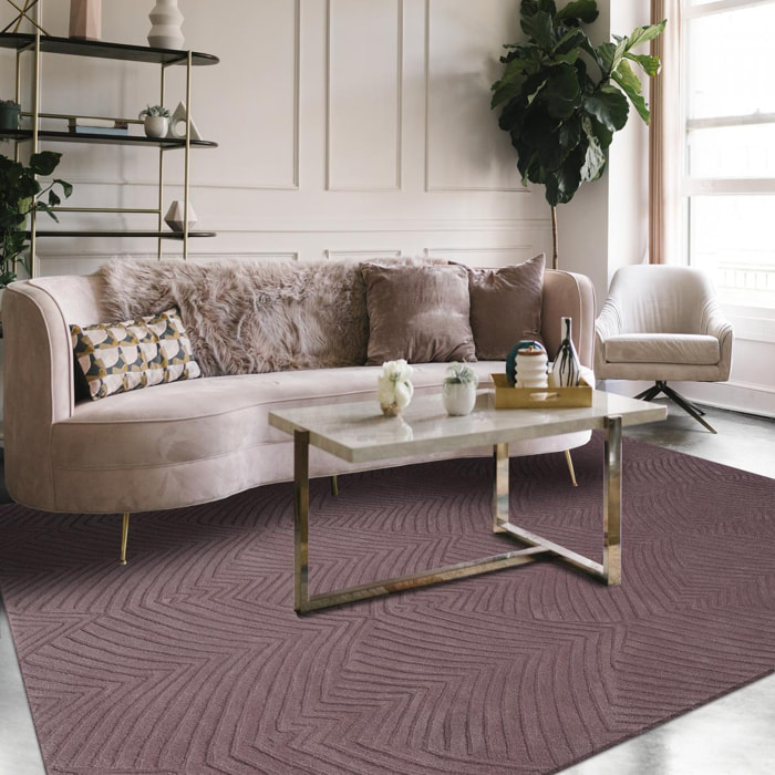 Tapis salon et chambre fait à la main en laine motif faux uni QUITA